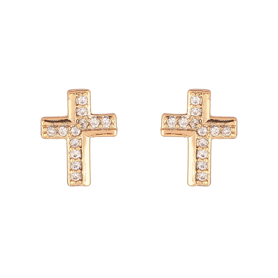 Серьги Xuping Цвет Позолота 18K пусеты Крестики с кристаллами фото №1