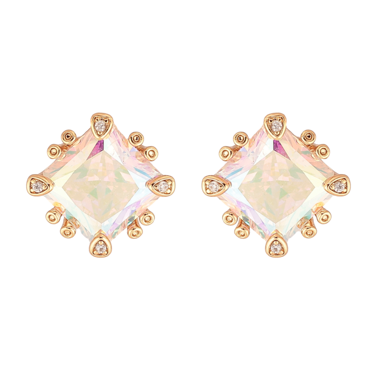 Серьги Xuping Цвет Позолота 18K пусеты Радужные кристаллы в декоративной оправе фото №25 Серьги Xuping Цвет Позолота 18K пусеты Радужные кристаллы в декоративной оправе фото №25