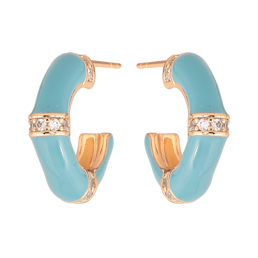 Серьги Xuping Цвет Позолота 18K пусеты Дуги с голубой эмалью и кристаллами фото №1 Серьги Xuping Цвет Позолота 18K пусеты Дуги с голубой эмалью и кристаллами фото №1