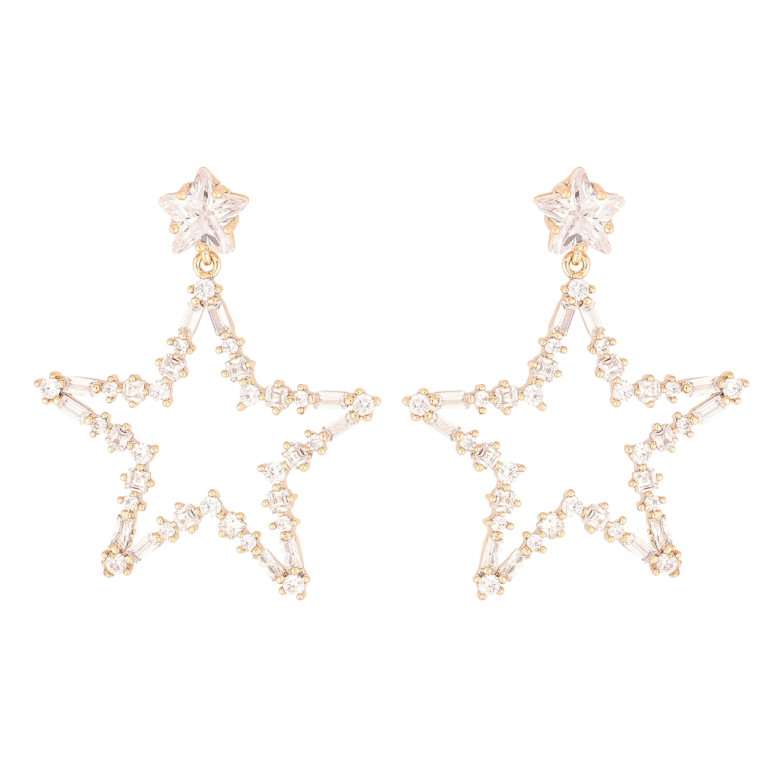 Сережки Xuping Колір Позолота 18K пусети Зірки з кристалів фото №1