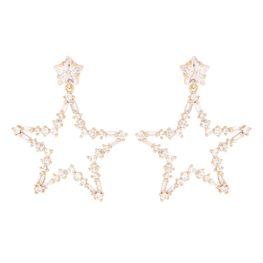 Серьги Xuping Цвет Позолота 18K пусеты Звезды из кристаллов фото №1
