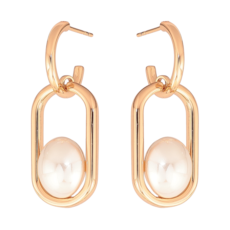 Серьги Xuping Цвет Позолота 18K пусеты Овальные подвески с жемчужинами фото №2