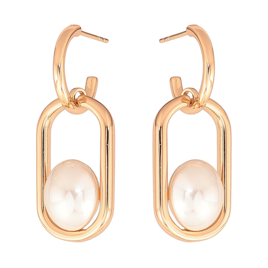 Серьги Xuping Цвет Позолота 18K пусеты Овальные подвески с жемчужинами фото №1