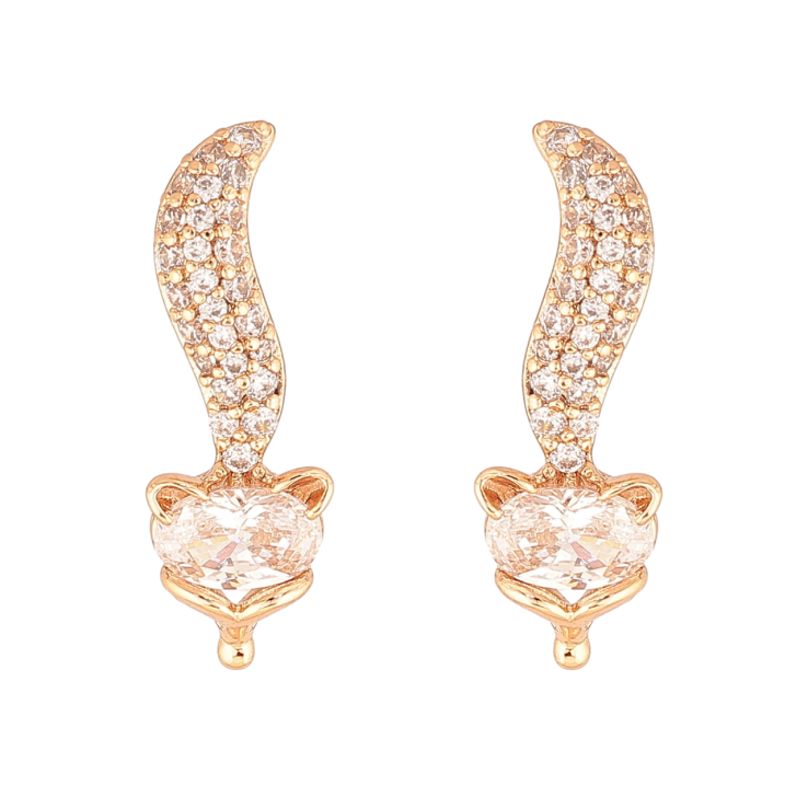 Серьги Xuping Цвет Позолота 18K пусеты Кристальная лиса фото №3