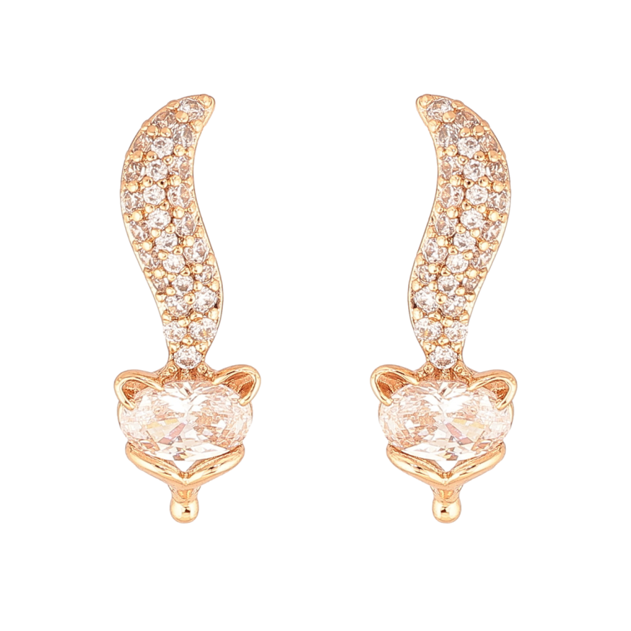 Серьги Xuping Цвет Позолота 18K пусеты Кристальная лиса фото №1