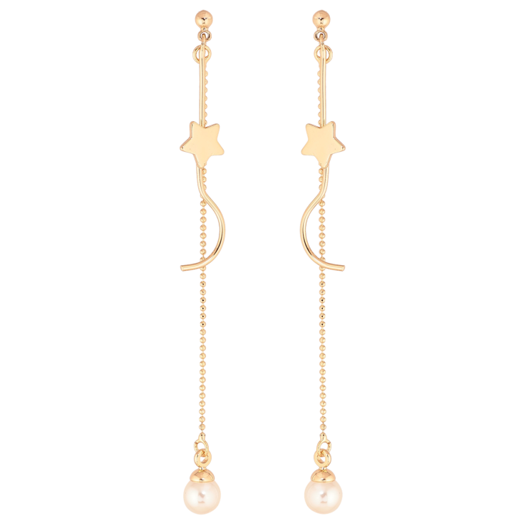 Серьги Xuping Цвет Позолота 18K пусеты Подвески с жемчужинами и звездами фото №6