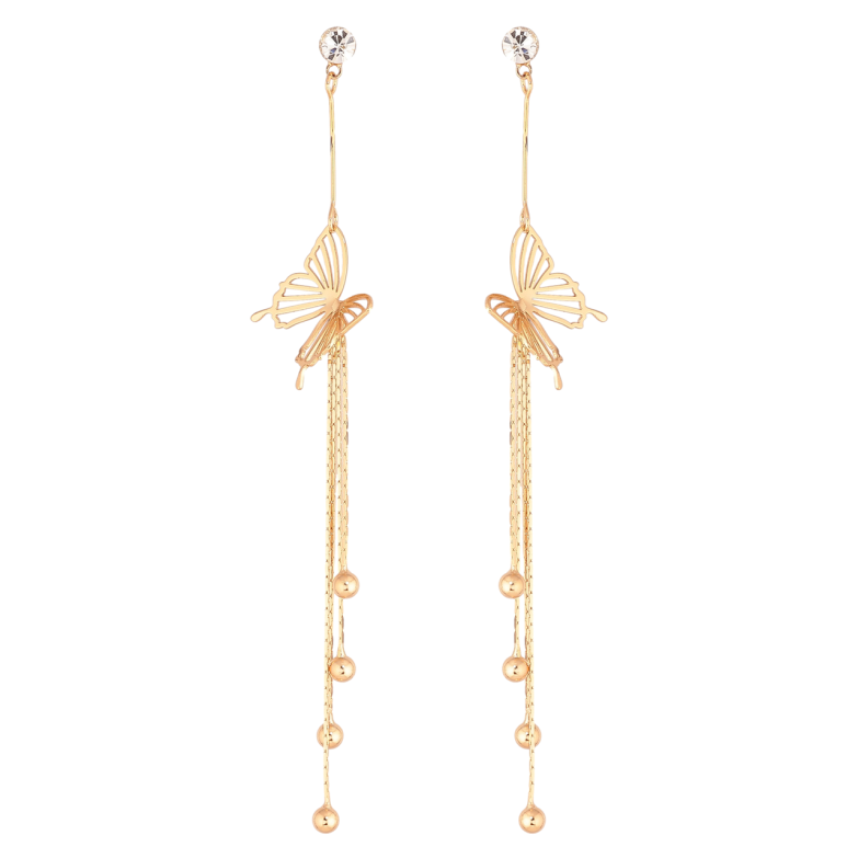 Серьги Xuping Цвет Позолота 18K пусеты Подвески с бабочками фото №1 Серьги Xuping Цвет Позолота 18K пусеты Подвески с бабочками фото №1