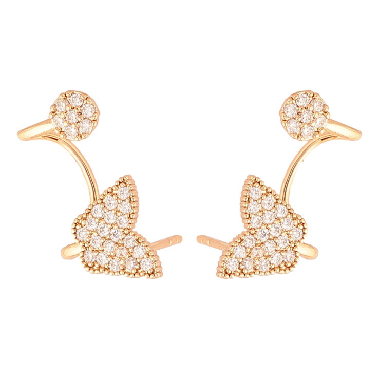 Сережки Xuping Колір Позолота 18K пусети-кафи Кришталеві метелики фото №24