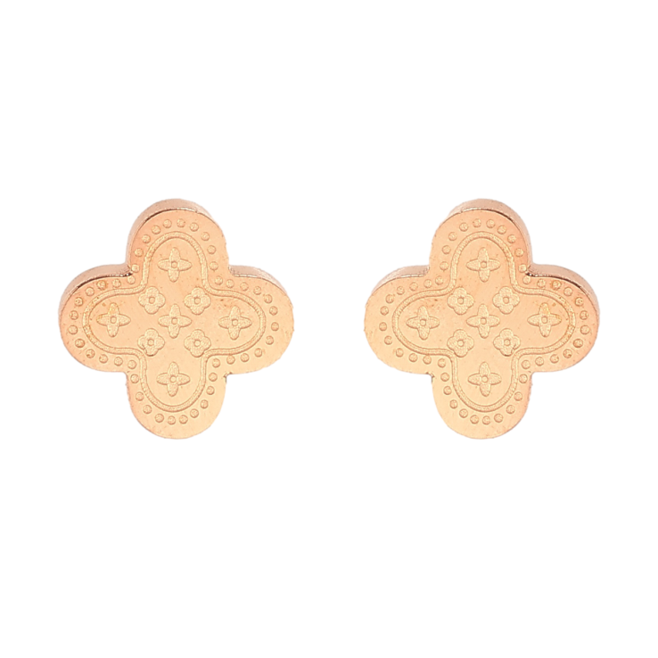 Серьги Нержавеющая сталь пусеты Клевер с узором 7х7мм фото №10