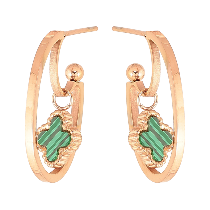 Серьги Нержавеющая сталь пусеты Дуги с подвесками клевер фото №19