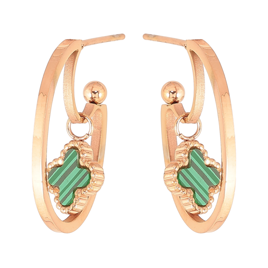 Серьги Нержавеющая сталь пусеты Дуги с подвесками клевер фото №1 Серьги Нержавеющая сталь пусеты Дуги с подвесками клевер фото №1
