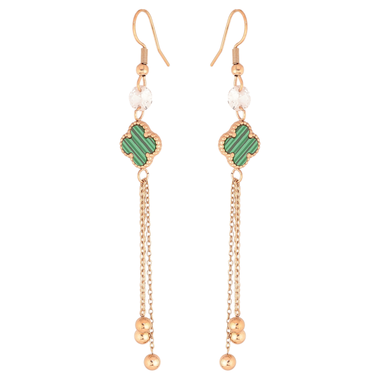 Сережки Нержавіюча сталь французький замок Підвіски із зеленою конюшиною фото №10 Сережки Нержавіюча сталь французький замок Підвіски із зеленою конюшиною фото №10