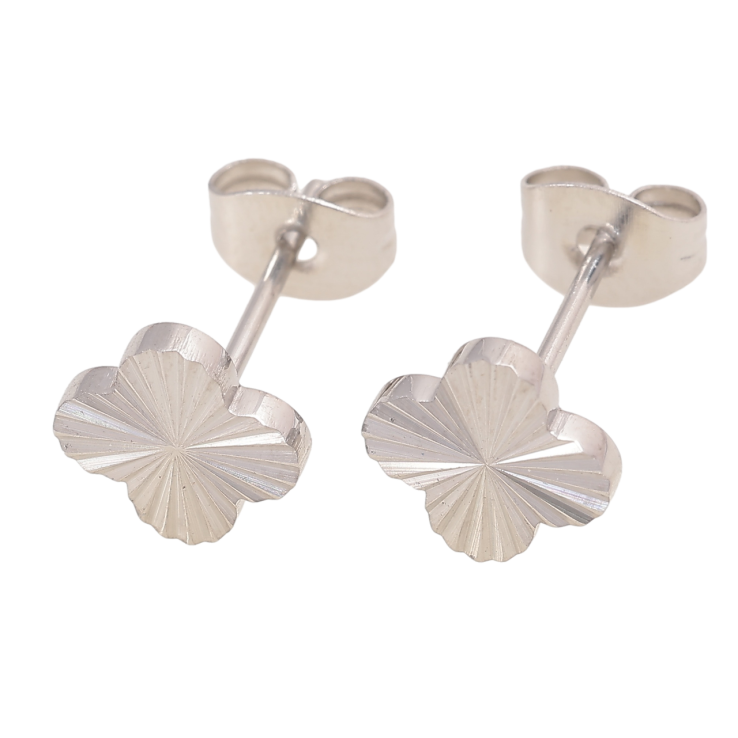 Сережки Нержавіюча сталь пусети Конюшина 7х7мм фото №14