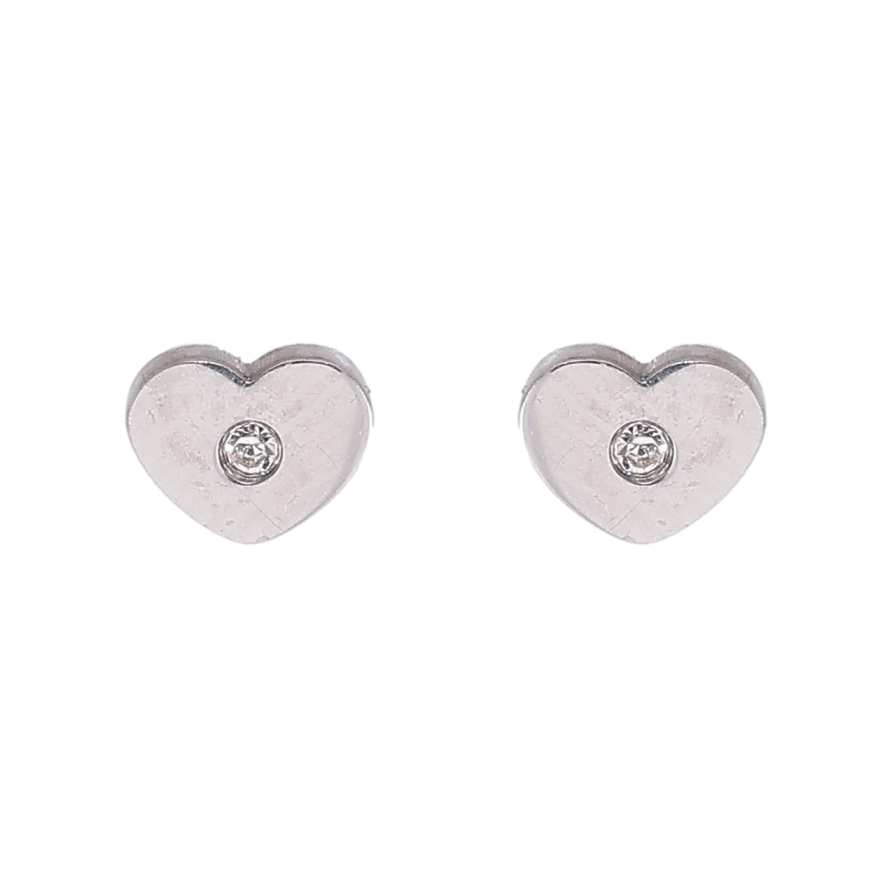 Серьги Нержавеющая сталь пусеты Сердечки с кристаллами фото №1