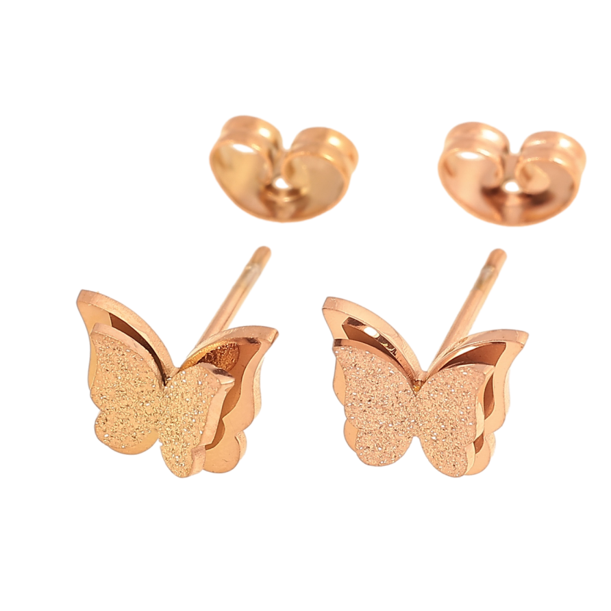 Серьги Нержавеющая сталь пусеты Бабочки фото №1