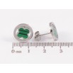 Сережки Нержавіюча сталь пусети Конюшина із зеленою вставкою ø 12мм фото №2