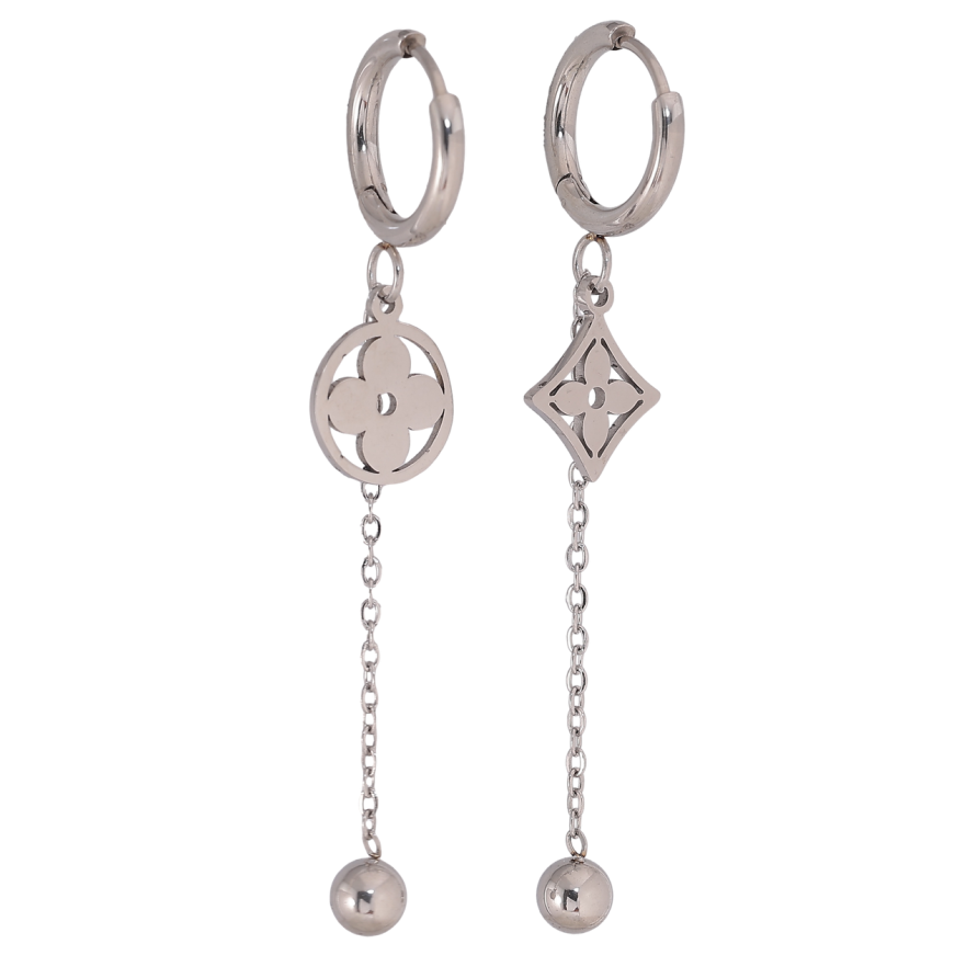 Сережки Нержавіюча сталь підвіски на колечках Асиметричні підвіски фото №1