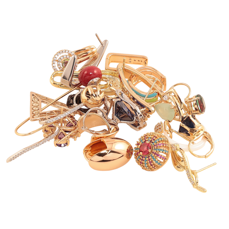 Сережки Позолота 18K та Родій по 1 шт. БІЖУТЕРНИЙ ЛОМ ціна за 50 г. ДИВІТЬСЯ ОПИС! фото №13