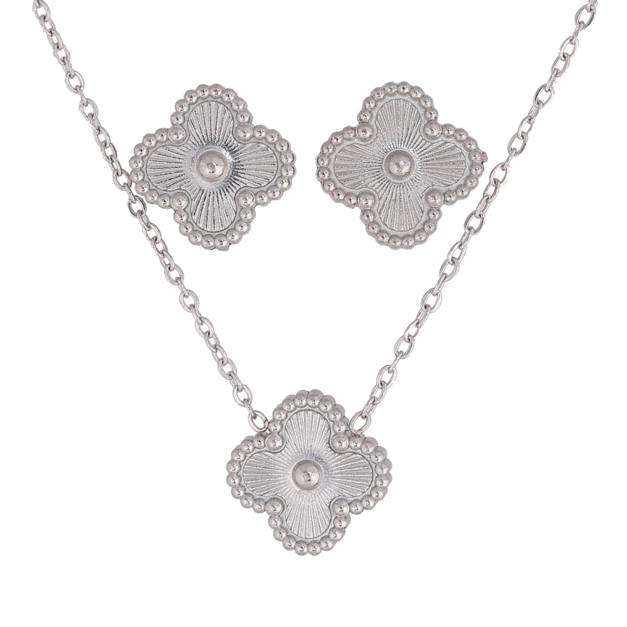 Набір Нержавіюча сталь Сережки Підвіска на ланцюжку Конюшина,11х11мм довжина 41-46см х 1.5мм фото №1