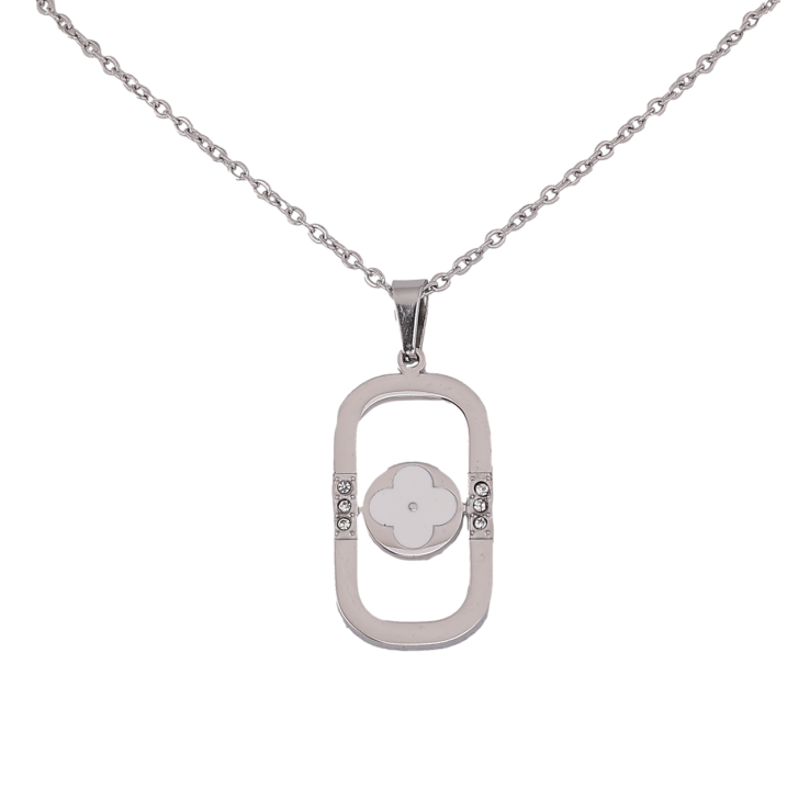 Подвеска на цепочке Нержавеющая сталь Клевер с белой эмалью длина 40-45см х 1.5мм фото №21