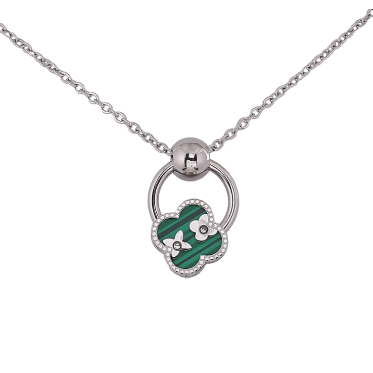 Подвеска на цепочке Нержавеющая сталь Колечко с зеленым клевером длина 41-46см х 1.5мм фото №22