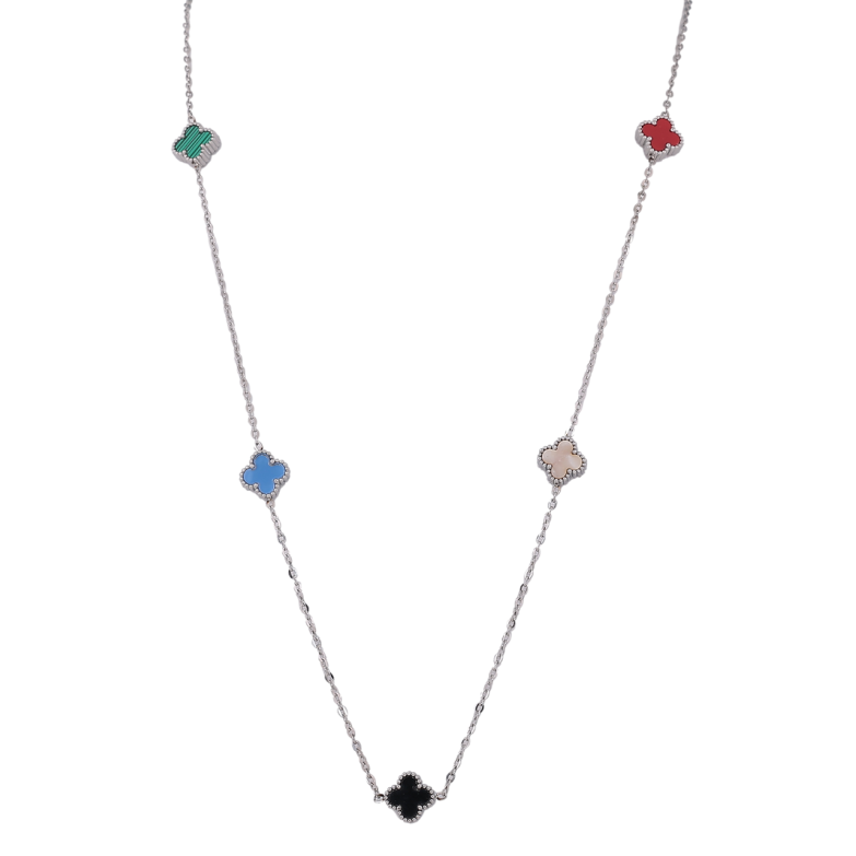 Колье Нержавеющая сталь Клевер с разноцветными вставками длина 81-85см х 1.5-9мм фото №1