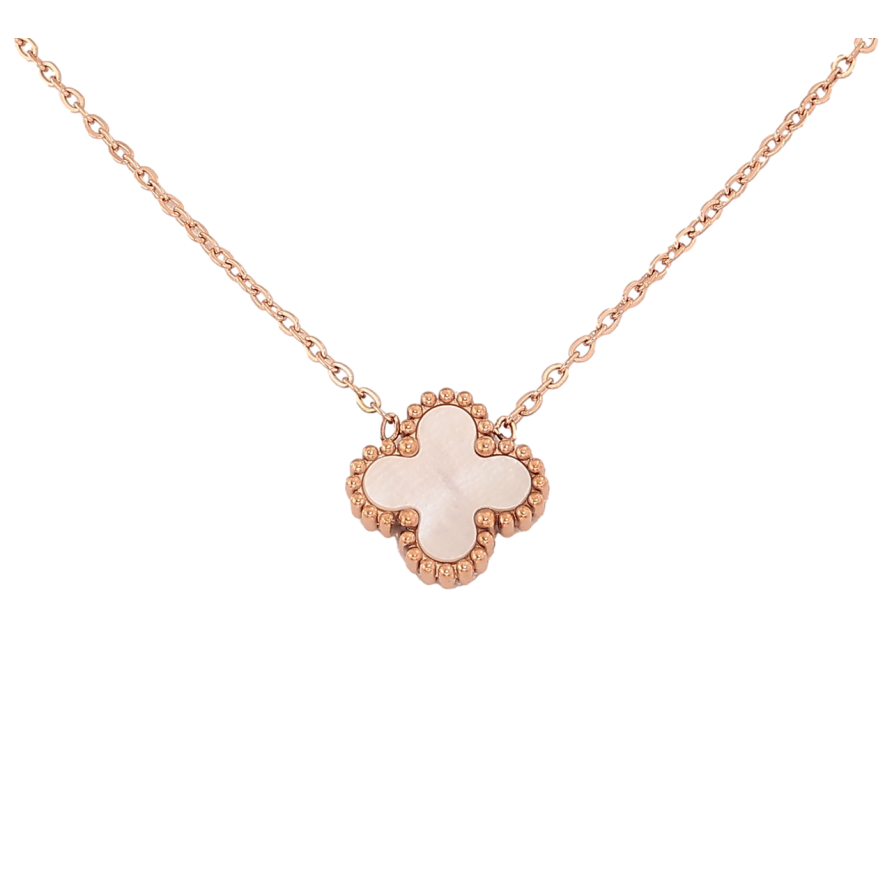 Подвеска на цепочке Нержавеющая сталь Клевер с перламутровой вставкой длина 41-45см х 1.5мм фото №1