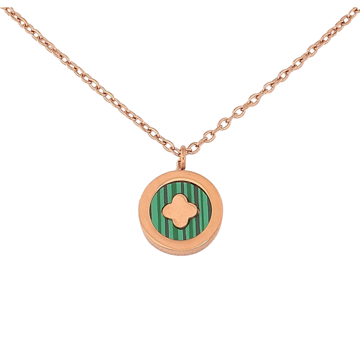 Подвеска на цепочке Нержавеющая сталь Клевер с зеленой вставкой длина 40-45см х 1.5мм фото №19