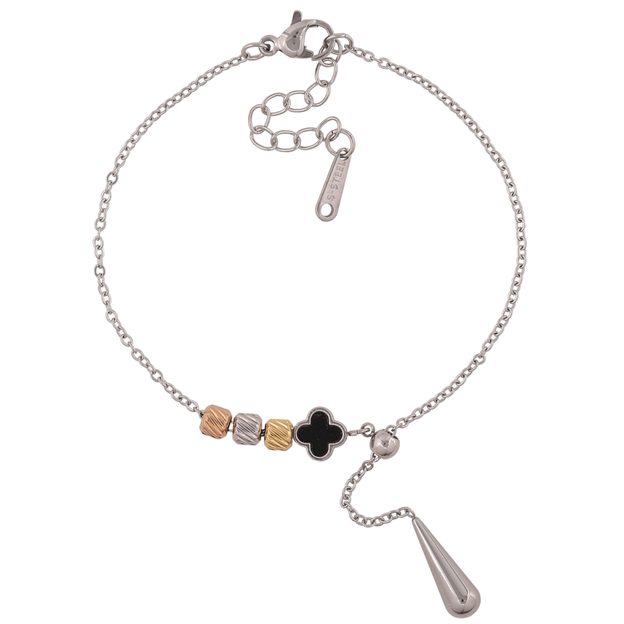 Браслет Нержавіюча сталь Конюшина з намистинами розмір з доп.ланцюжком 17.5-20.5см х 1.5мм фото №1