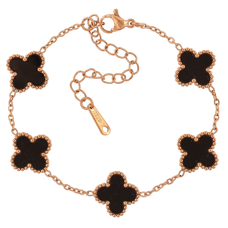 Браслеты Нержавеющая сталь Цепочка с черными клеверами размер с доп.цепочкой 16,5-22 см х 2-13 мм фото №14