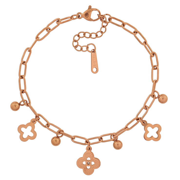 Браслет Нержавеющая сталь Цепочка с подвесками клевер размер с доп.цепочкой 17-20см х 3мм фото №22