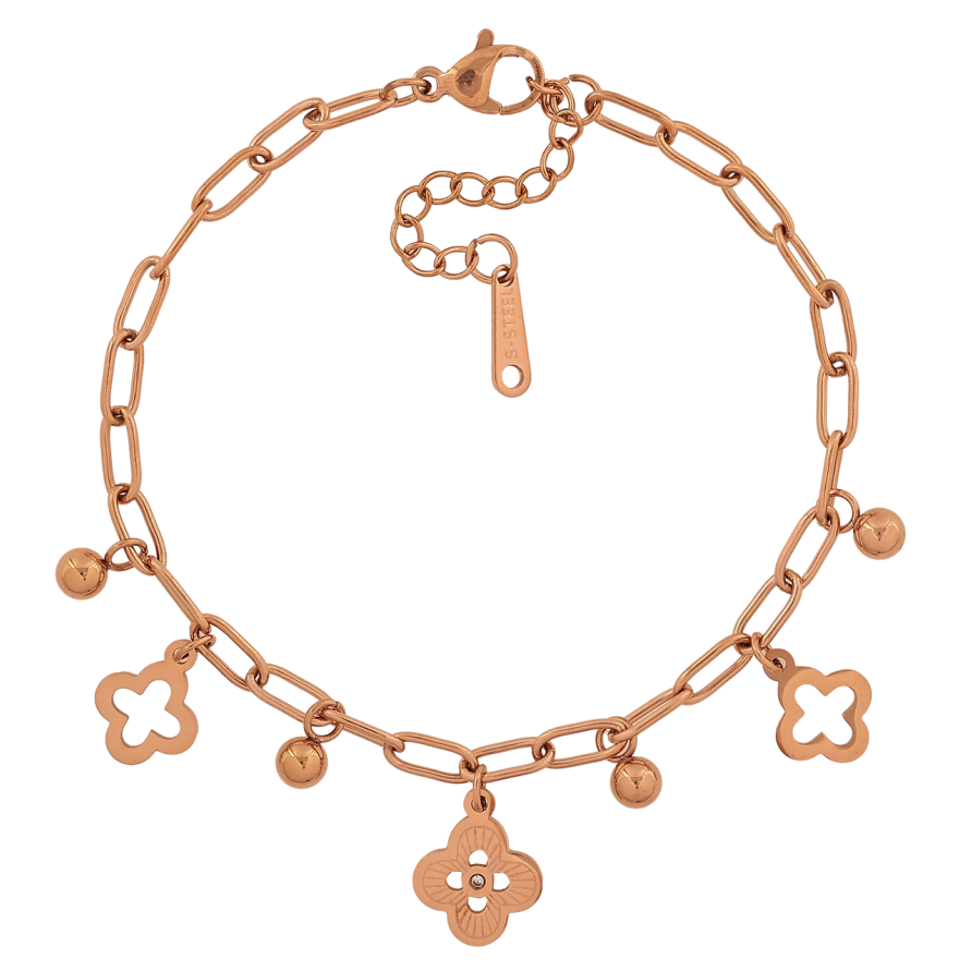 Браслет Нержавеющая сталь Цепочка с подвесками клевер размер с доп.цепочкой 17-20см х 3мм фото №1