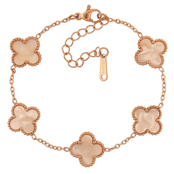 Браслеты Нержавеющая сталь  Цепочка с перламутровым клевером размер с доп.цепочкой 16,5-22 см х 2-13 мм фото №17