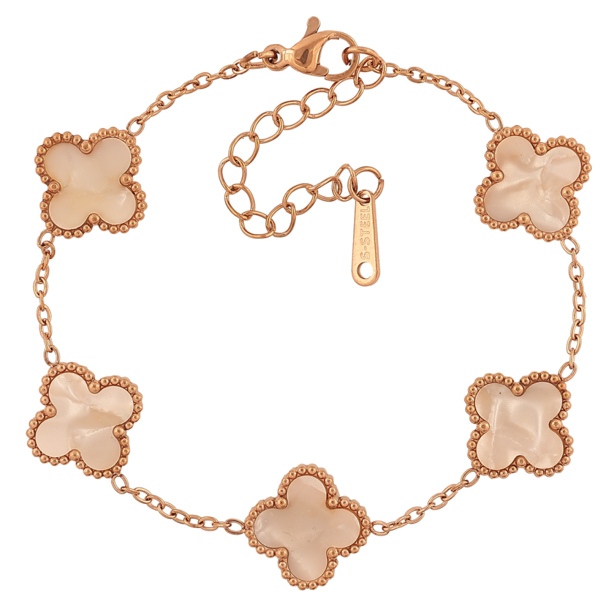 Браслеты Нержавеющая сталь  Цепочка с перламутровым клевером размер с доп.цепочкой 16,5-22 см х 2-13 мм фото №1