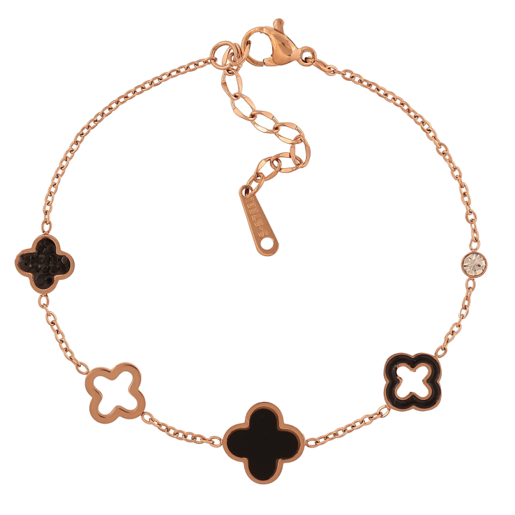 Браслеты Нержавеющая сталь Цепочка с черными клеверами размер с доп.цепочкой 17-20,5см х 1-11мм фото №13