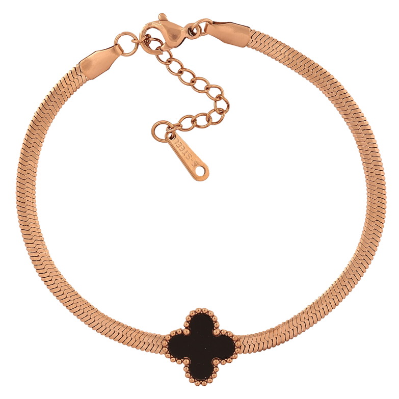 Браслет Нержавіюча сталь Ланцюжок з чорною конюшиною розмір з доп.ланцюжком 17-20.5см х 3-13мм фото №1