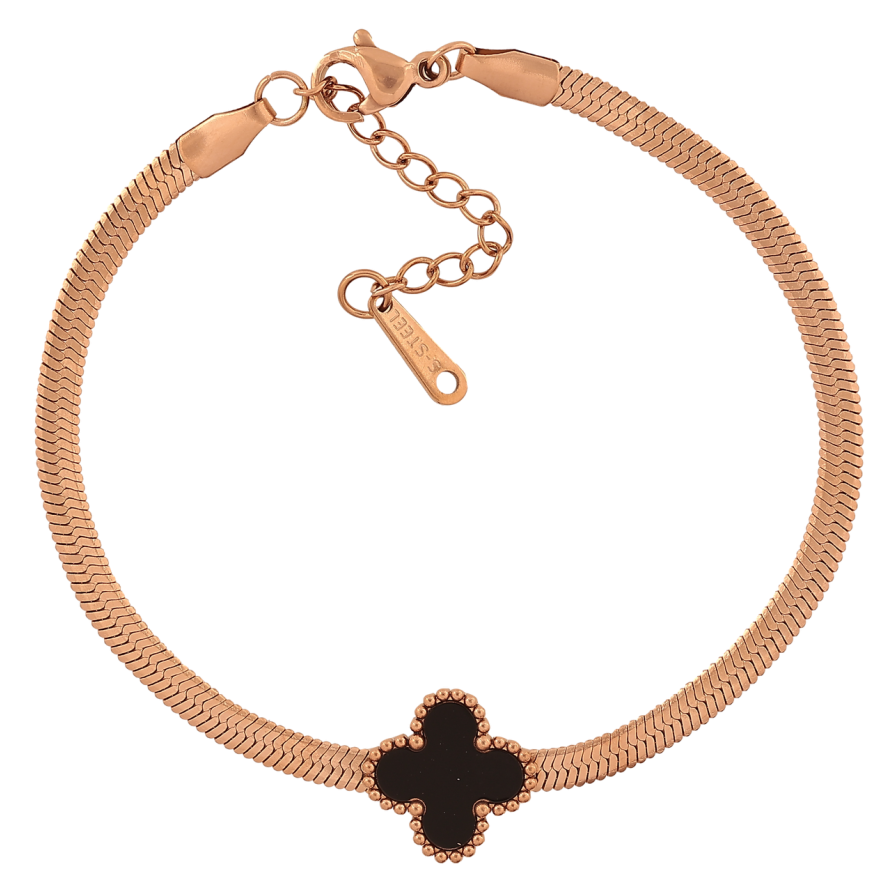 Браслет Нержавеющая сталь Цепочка с черным клевером размер с доп.цепочкой 17-20,5 см х 3-13 мм фото №1