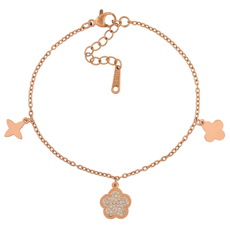 Браслет Нержавіюча сталь Ланцюжок з підвісками конюшина розмір з доп.ланцюжком 17.5-21см х 2мм фото №1