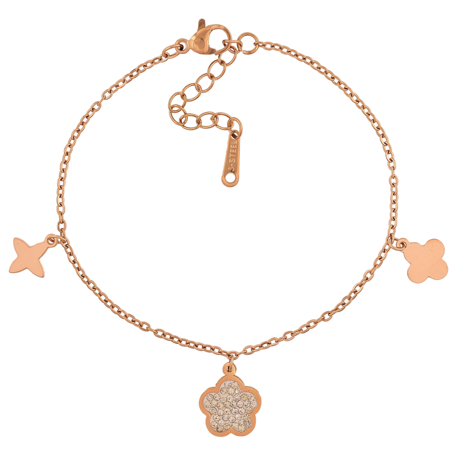 Браслет Нержавіюча сталь Ланцюжок з підвісками конюшина розмір з доп.ланцюжком 17.5-21см х 2мм фото №1