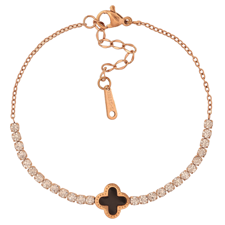 Браслет Нержавеющая сталь Дорожка кристаллов с клевером размер с доп.цепочкой 17,5-21 см х 1,5-10 мм фото №23