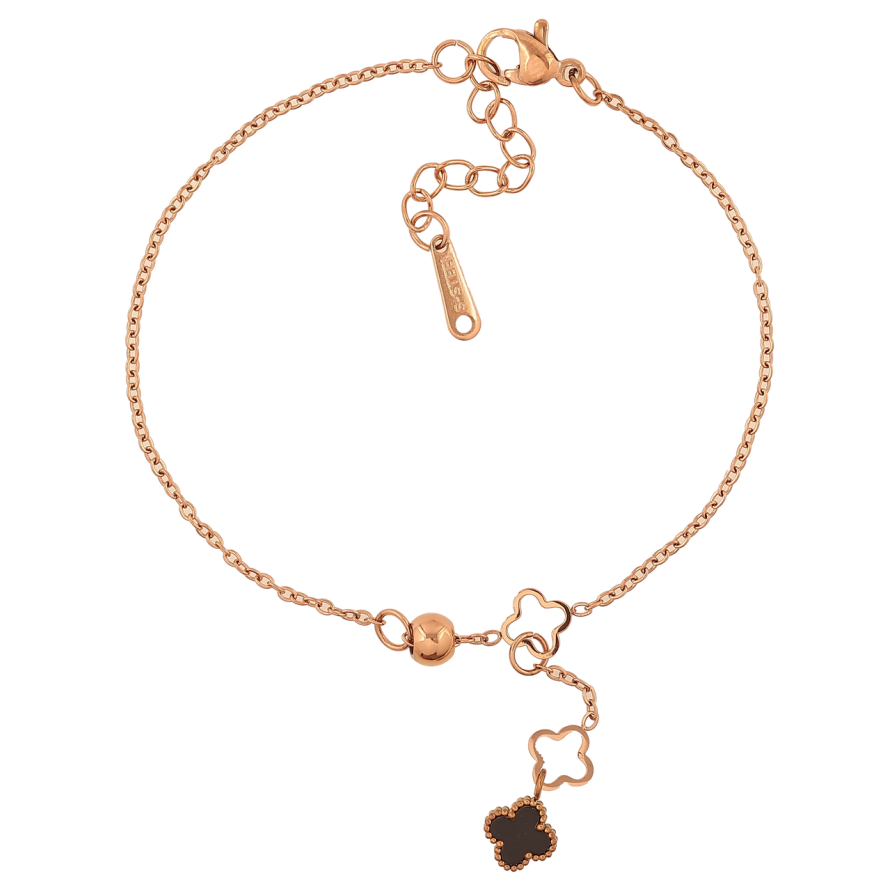 Браслет Нержавеющая сталь Подвеска клевер с бусинами размер с доп.цепочкой 17,5-21 см х 1-7 мм фото №1