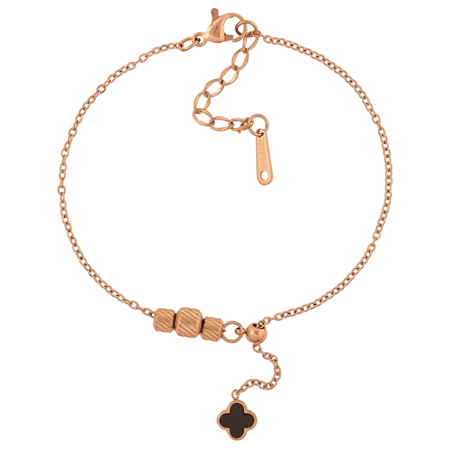 Браслет Нержавеющая сталь Подвеска клевер с бусинами размер с доп.цепочкой 18-21см х 1.5-5мм фото №1