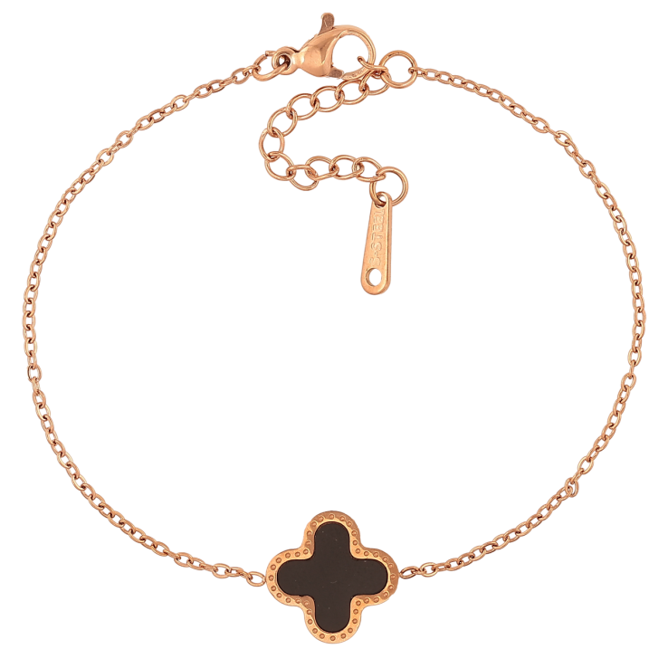 Браслеты Нержавеющая сталь Цепочка с черно-перламутровым клевером размер с доп.цепочкой 17,5-21 см х 1,5-8 мм фото №11