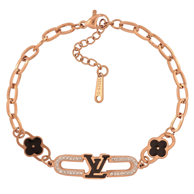 Браслет Нержавіюча сталь Ланцюжок з декоративною вставкою розмір з доп.ланцюжком 17-20.5см х 4-8мм фото №1