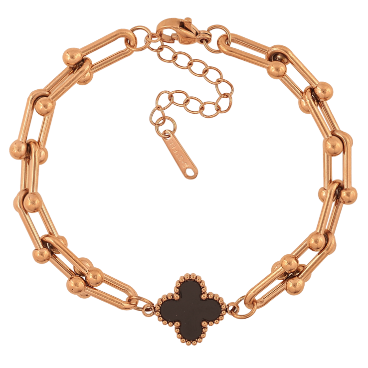 Браслет Нержавеющая сталь Цепочка с вставкой клевер размер с доп.цепочкой 17-21см х 5-13мм фото №15