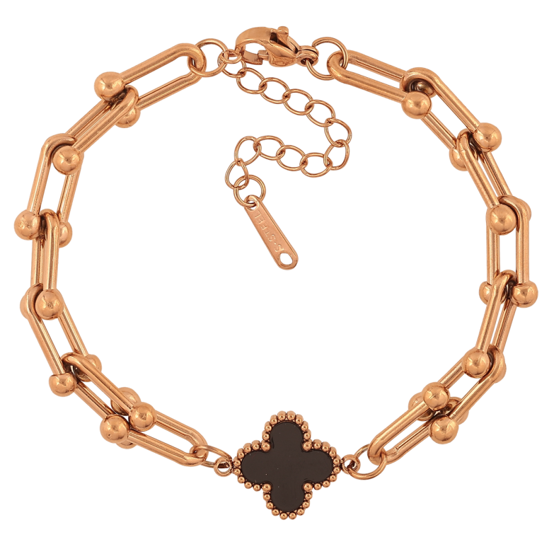 Браслет Нержавеющая сталь Цепочка с вставкой клевер размер с доп.цепочкой 17-21см х 5-13мм фото №22