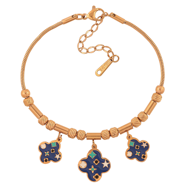 Браслет Нержавеющая сталь Цепочка с подвесками клевера размер с доп.цепочкой 17-21см х 2-4мм фото №1