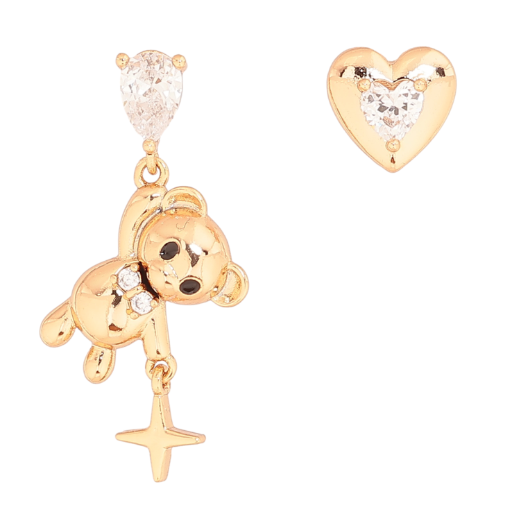 Сережки Xuping Колір Позолота 18K пусети Асиметричні Ведмедик фото №21