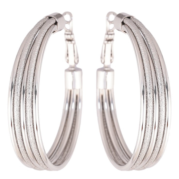 Сережки Xuping колір Родій кільця (конго) Декоративний візерунок ø 4см фото №11