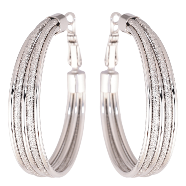 Сережки Xuping колір Родій кільця (конго) Декоративний візерунок ø 4см фото №1 Сережки Xuping колір Родій кільця (конго) Декоративний візерунок ø 4см фото №1